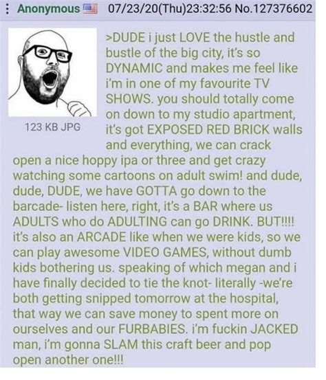 Anon lives in the big city (from r/greentext) : r/copypasta .